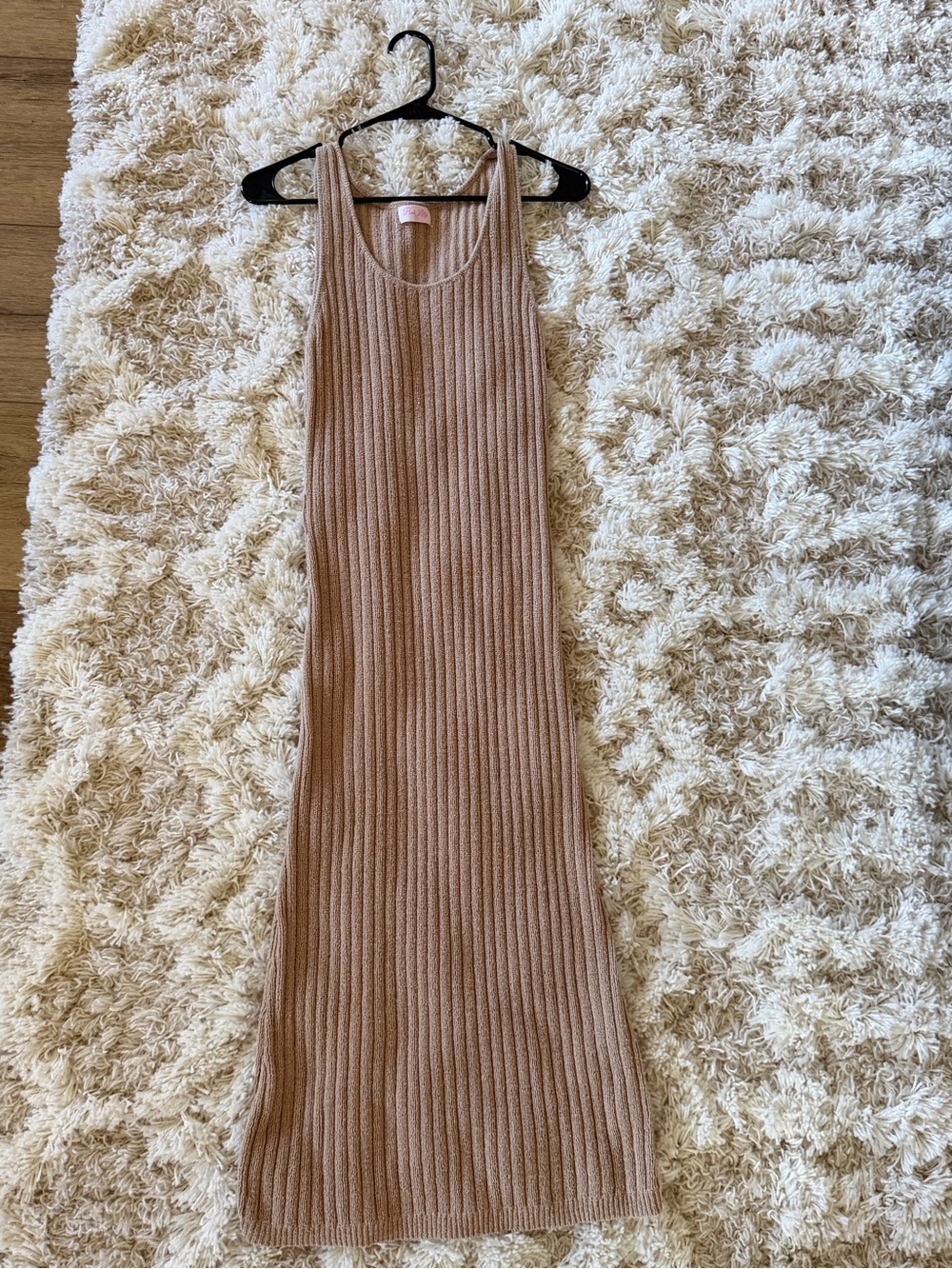 Pink Lily Ribbed Sleeveless Maxi Dress in Taupe